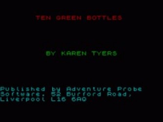 Ten Green Bottles (1995)(Adventure Probe Software)[128K][re-release] Rom