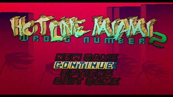 Hotline Miami 2: Wrong Number game menu