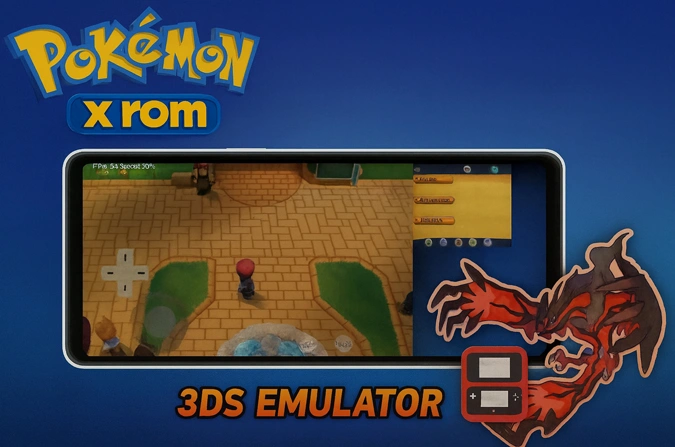 Pokémon X ROM running on a smartphone with a 3DS emulator